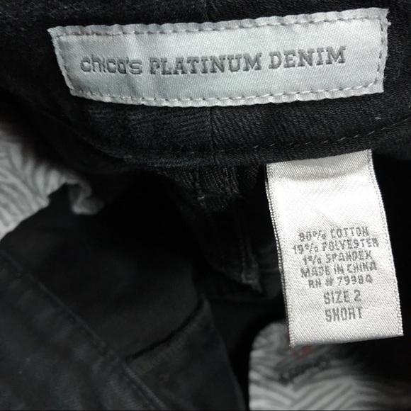 Chicos Platinum Black Denim Jeans Women Sz2 Short - Picture 8 of 8